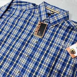 Ariat Shirt Pro Series Long Sleeve Shirt Men's XL Blue Yellow‎ Plaid Western *
